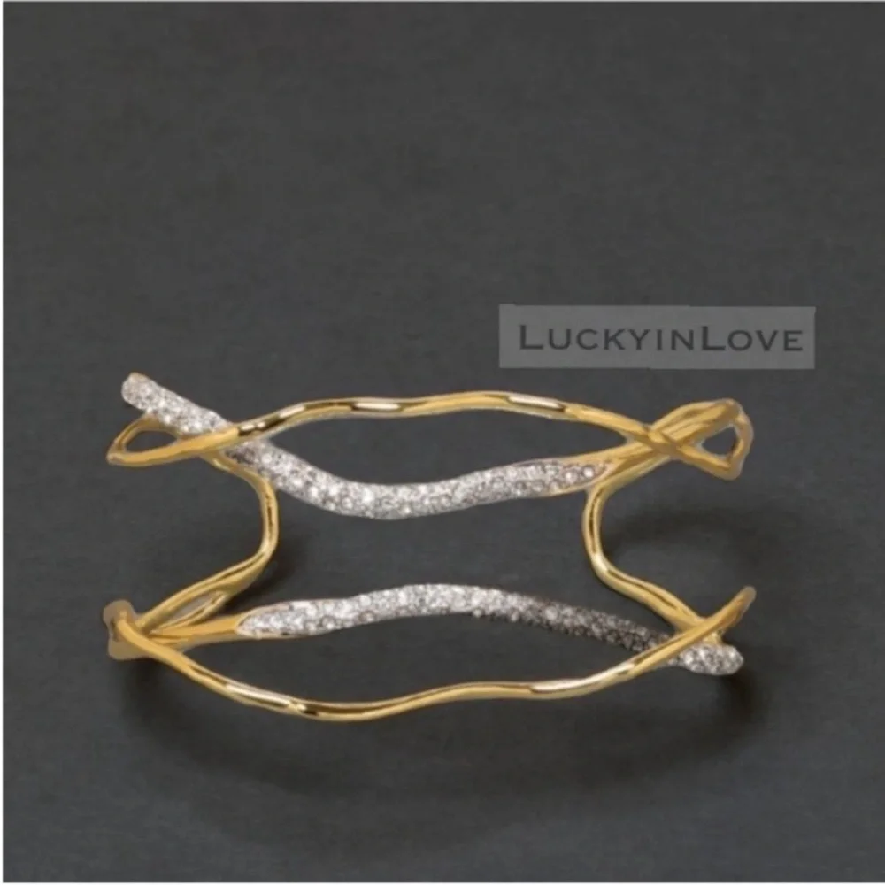 ALEXIS BITTAR • Solanales Gold Silver Crystal Cuff Bracelet - Picture 13 of 16